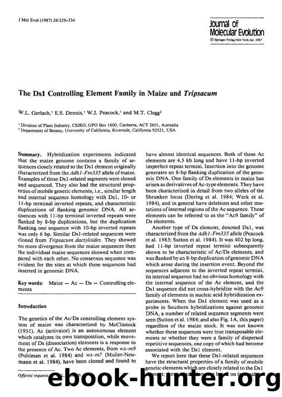 The Ds1 controlling element family in maize and <Emphasis Type="Italic">Tripsacum <Emphasis> by Unknown