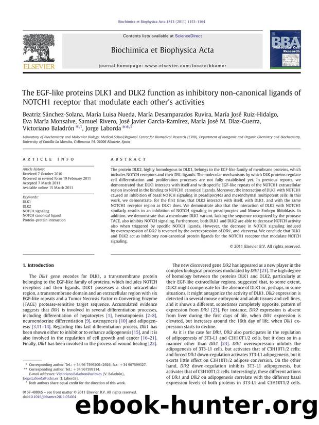 The EGF-like proteins DLK1 and DLK2 function as inhibitory non-canonical ligands of NOTCH1 receptor that modulate each other's activities by Beatriz Sánchez-Solana