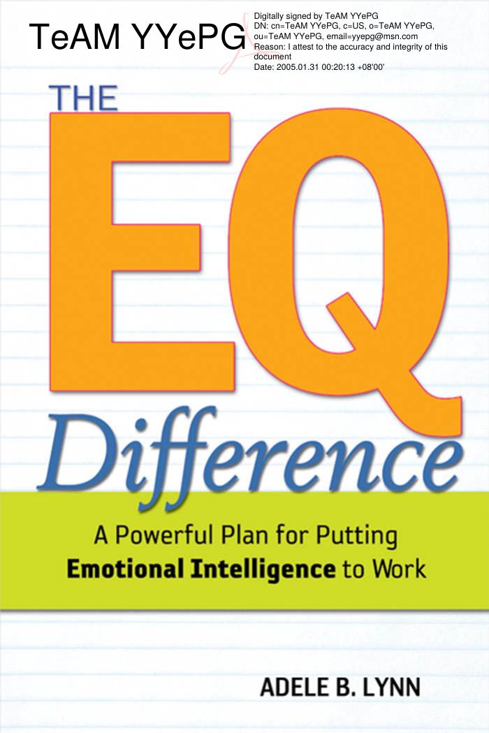 The EQ Difference A Powerful Plan for Putting Emotional Intelligence to Work by Unknown