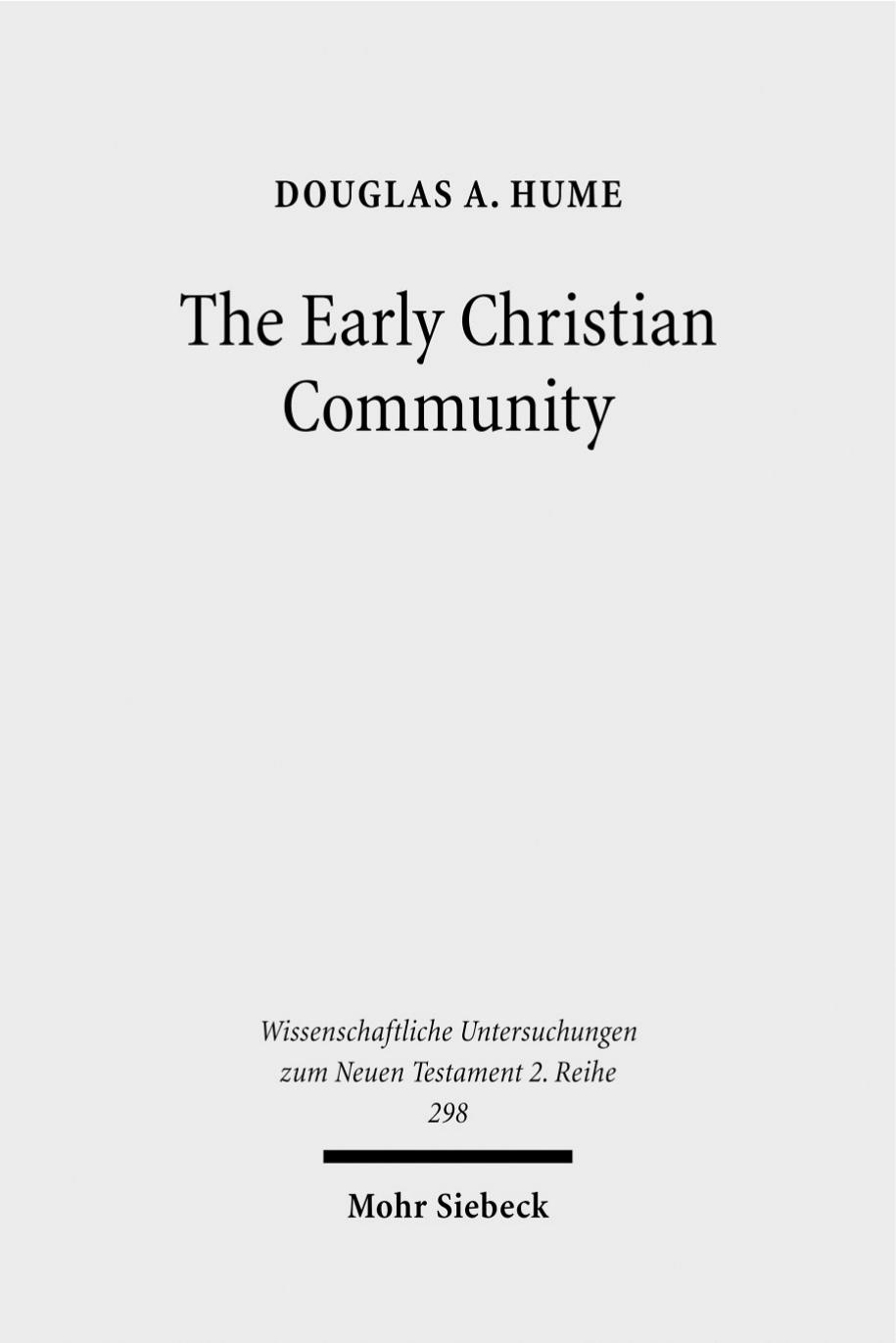 The Early Christian Community by Hume