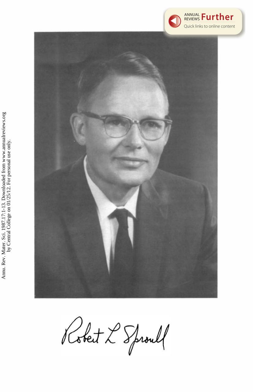 The Early History of the Materials Research Laboratories by R L Sproull