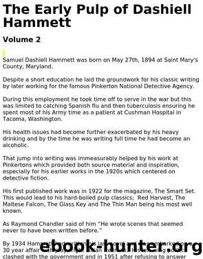 The Early Pulp of Dashiell Hammett: Volume 2 by Dashiell Hammett