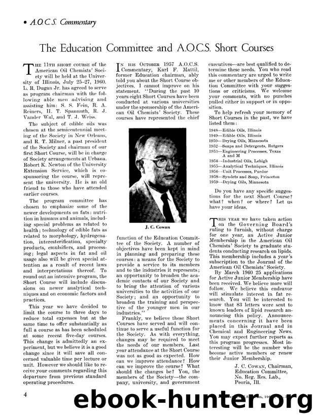 The Education Committee and A.O.C.S. short courses by Unknown