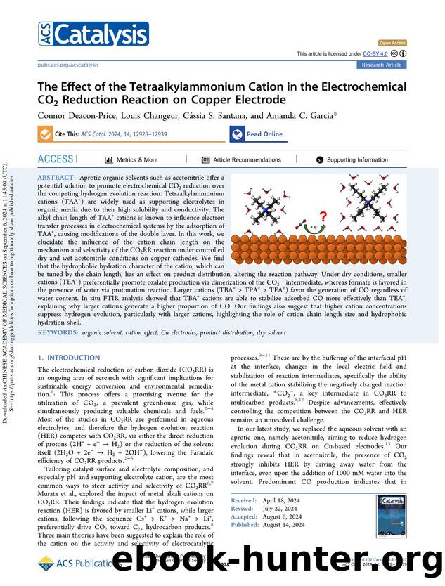 The Effect of the Tetraalkylammonium Cation in the Electrochemical CO2 Reduction Reaction on Copper Electrode by Connor Deacon-Price Louis Changeur Cássia S. Santana & Amanda C. Garcia
