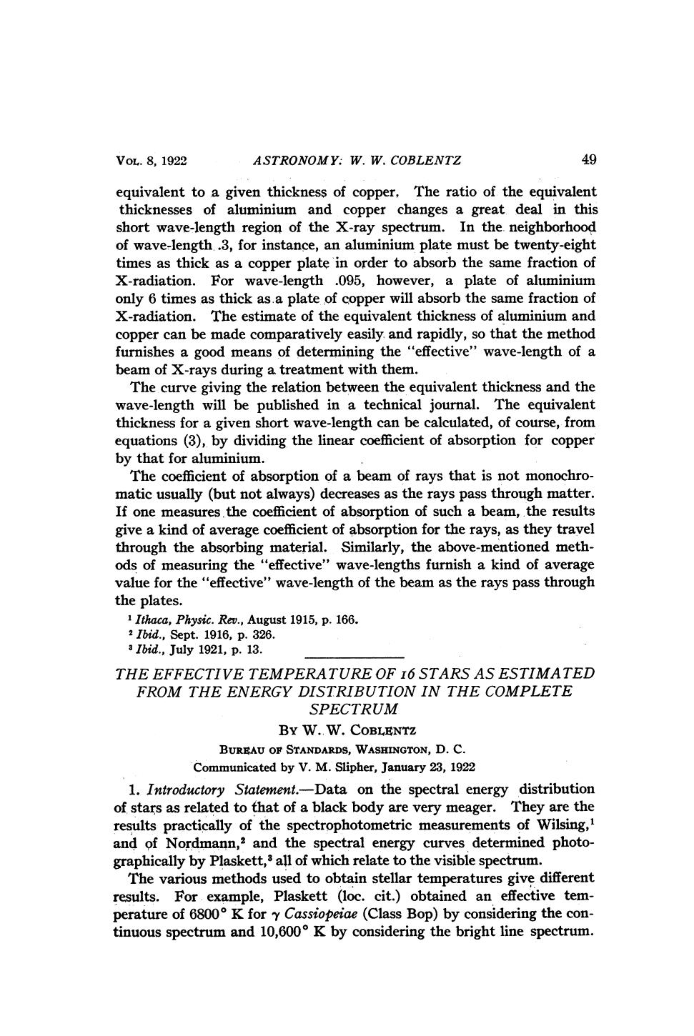 The Effective Temperature of 16 Stars as Estimated from the Energy Distribution in the Complete Spectrum by Koblentz W. W