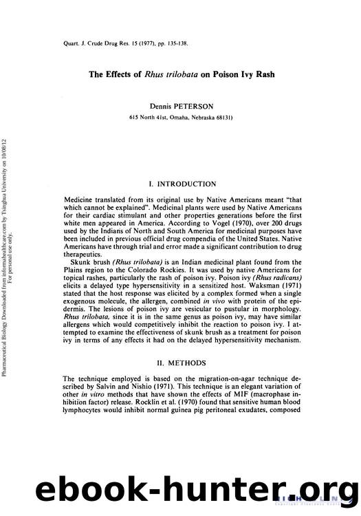 The Effects of Rhus trilobata on Poison Ivy Rash by Dennis Peterson