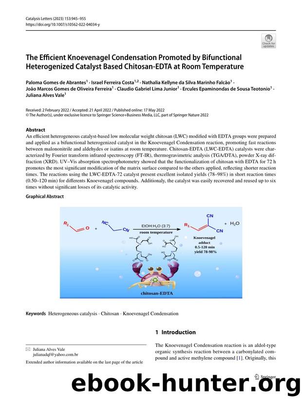 The Efficient Knoevenagel Condensation Promoted by Bifunctional Heterogenized Catalyst Based Chitosan-EDTA at Room Temperature by unknow