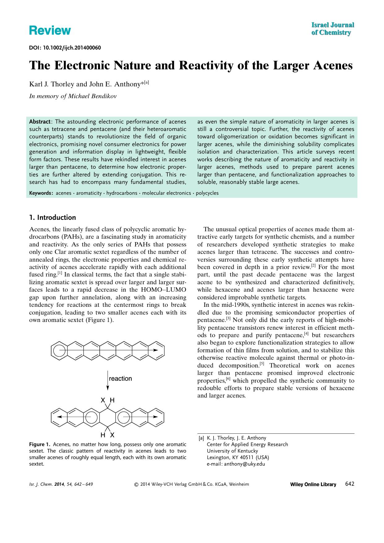 The Electronic Nature and Reactivity of the Larger Acenes by Unknown