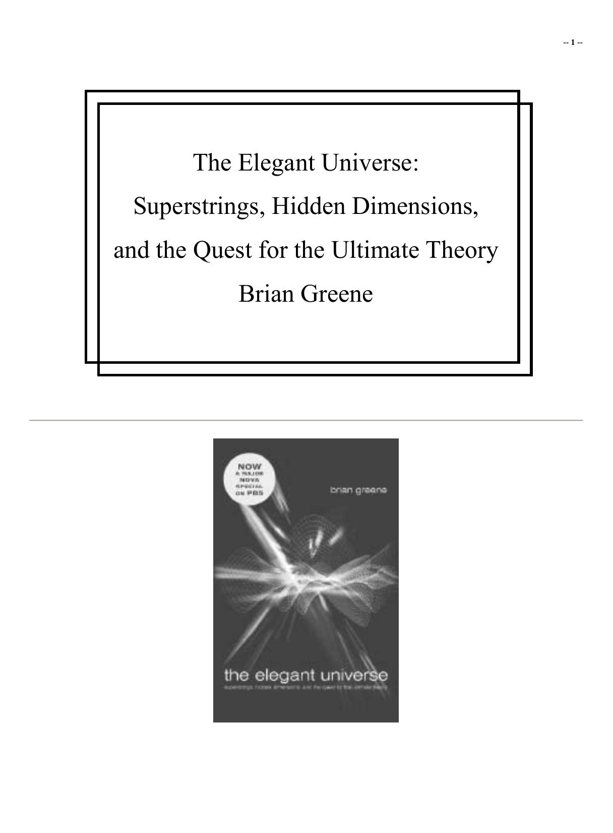 The Elegant Universe by Brian Greene