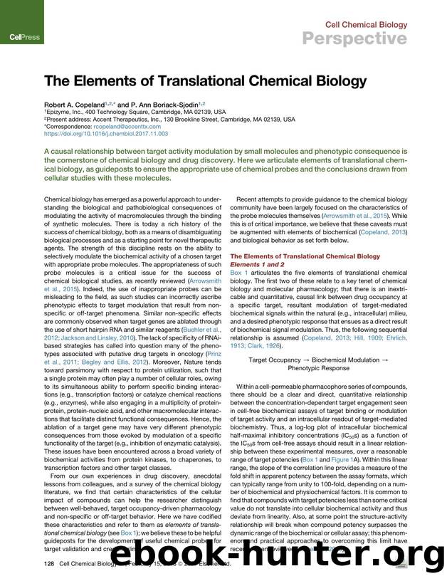 The Elements of Translational Chemical Biology by Robert A. Copeland & P. Ann Boriack-Sjodin