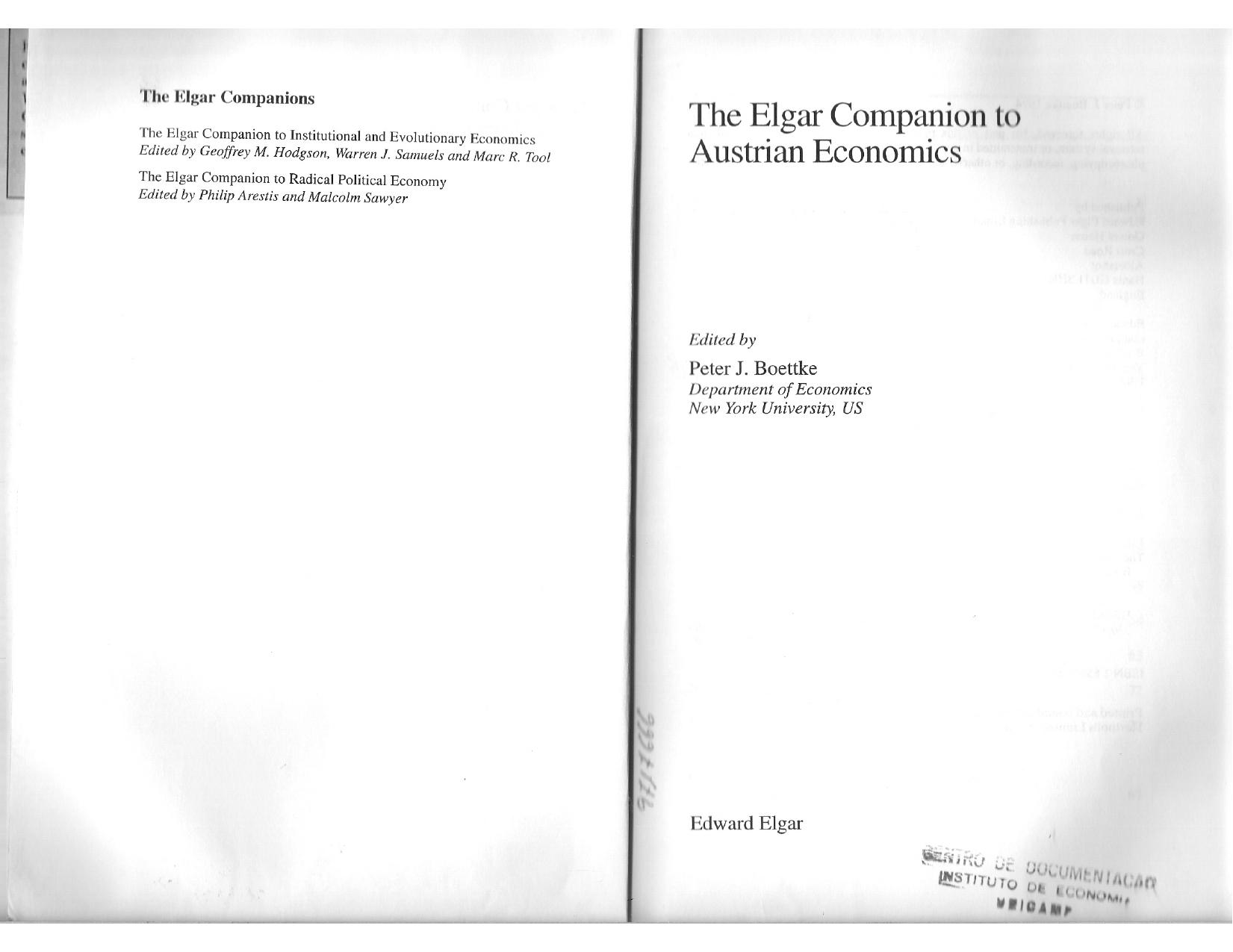 The Elgar Companion to Austrian Economics by Unknown