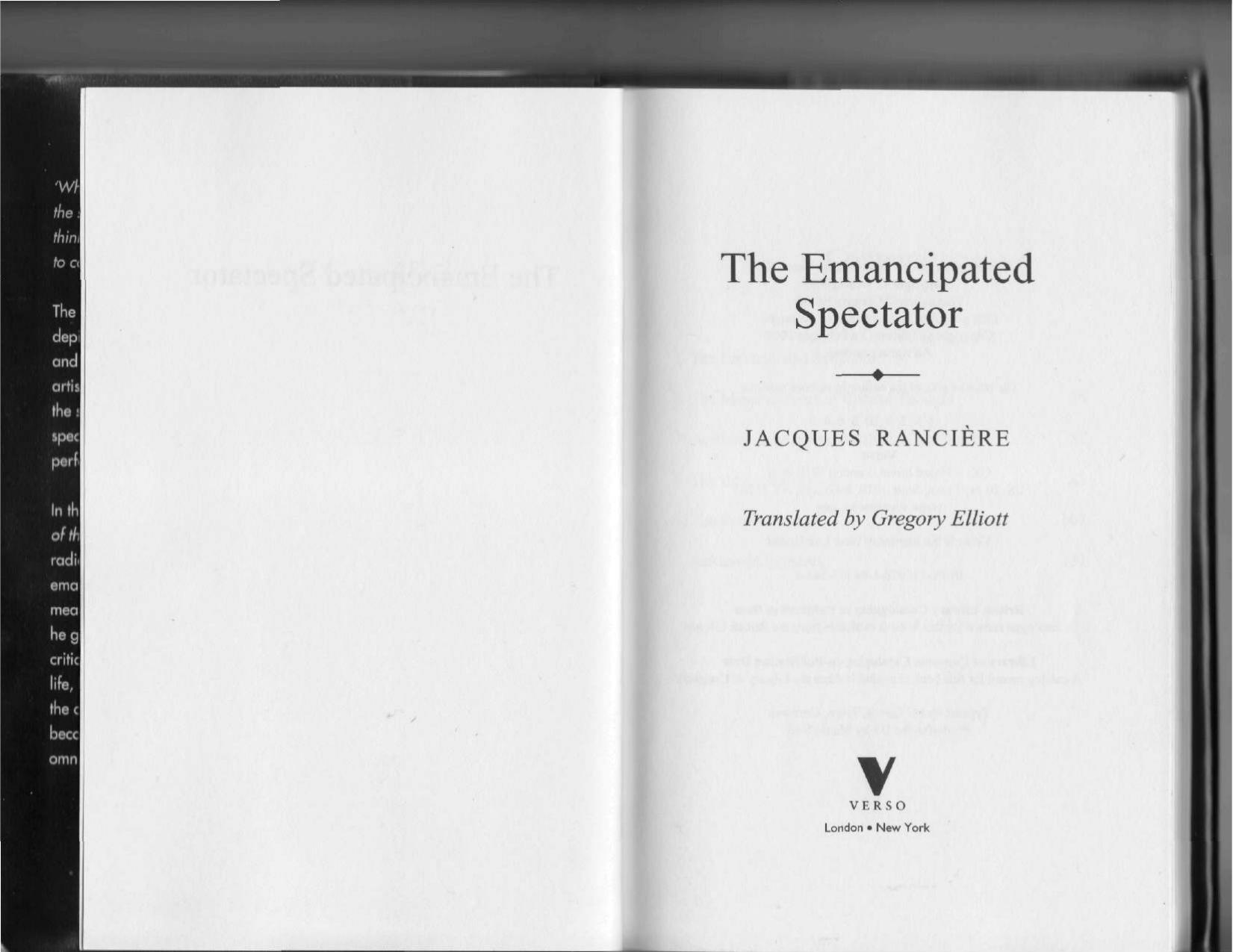 The Emancipated Spectator by Jacques Ranciere