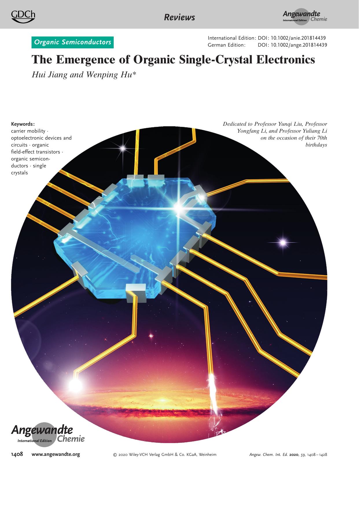 The Emergence of Organic SingleâCrystal Electronics by Unknown