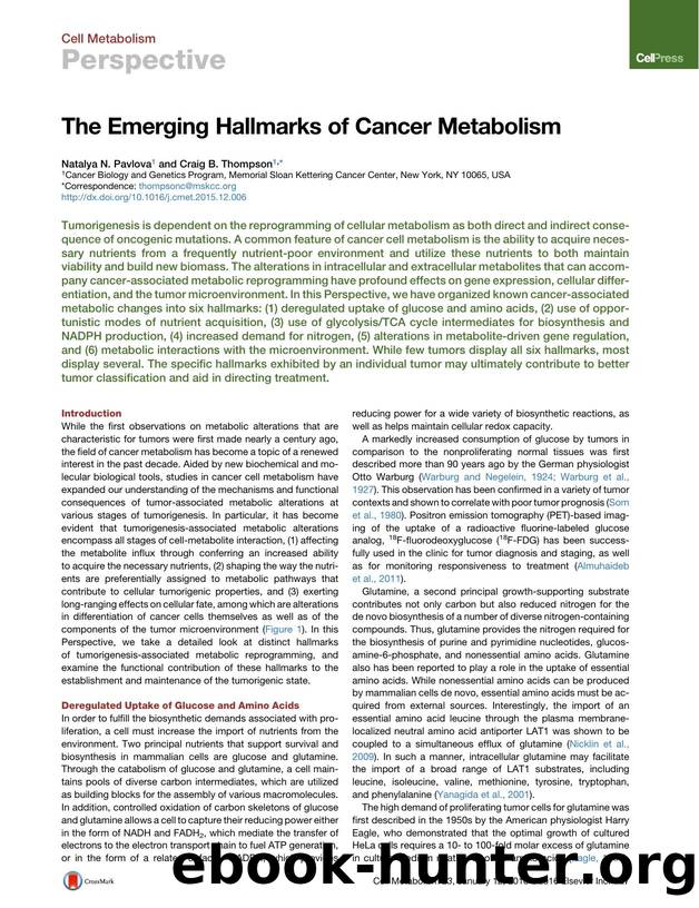The Emerging Hallmarks of Cancer Metabolism by Natalya N. Pavlova & Craig B. Thompson