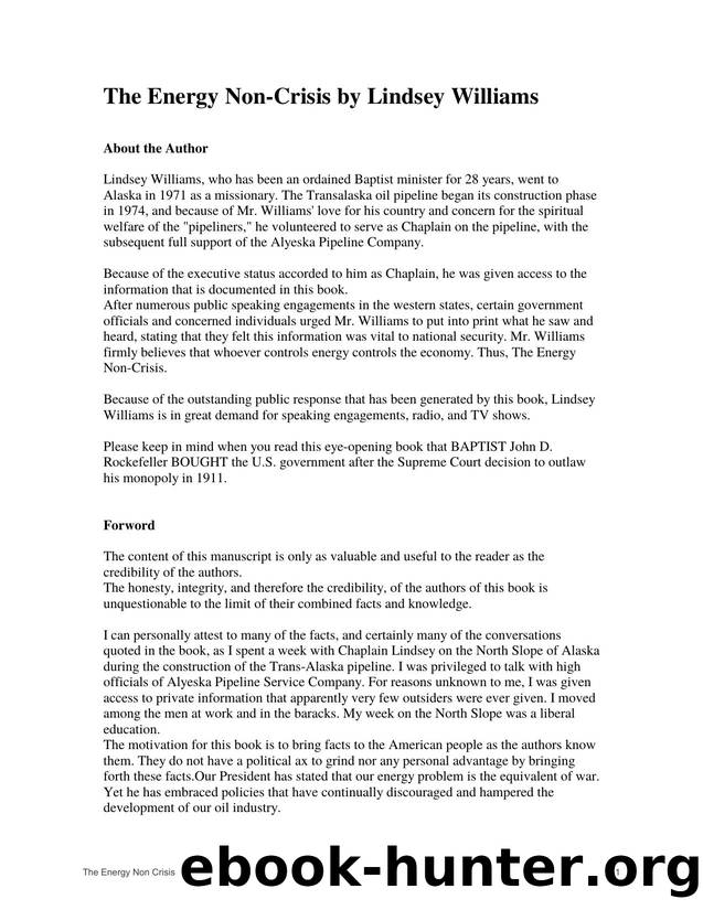 The Energy Non-Crisis by Lindsey Williams by Lindsey Williams
