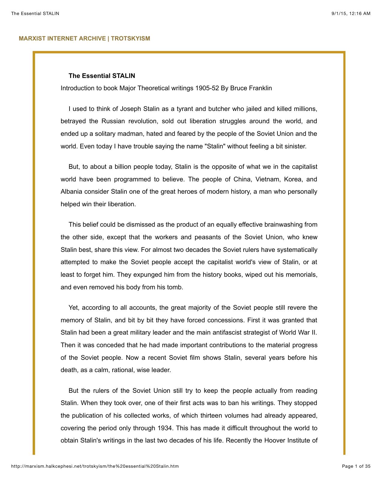 The Essential STALIN by The Essential Stalin