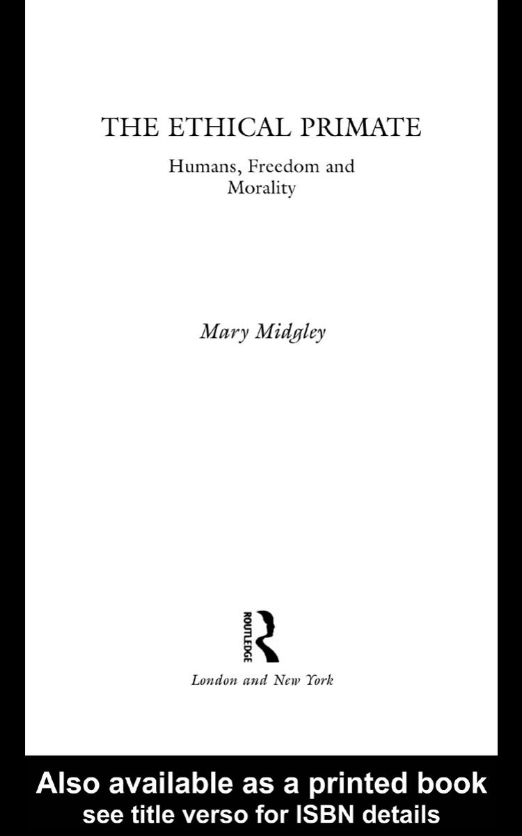 The Ethical Primate by Mary Midgley