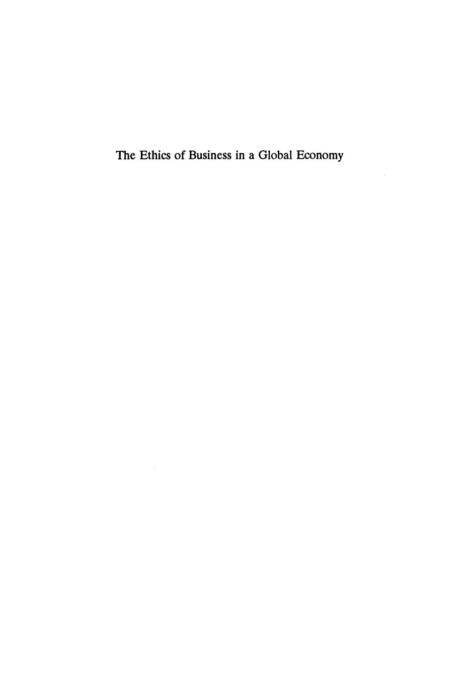 The Ethics of Business in a Global Economy by Paul M. Minus (auth.) Paul M. Minus (eds.)