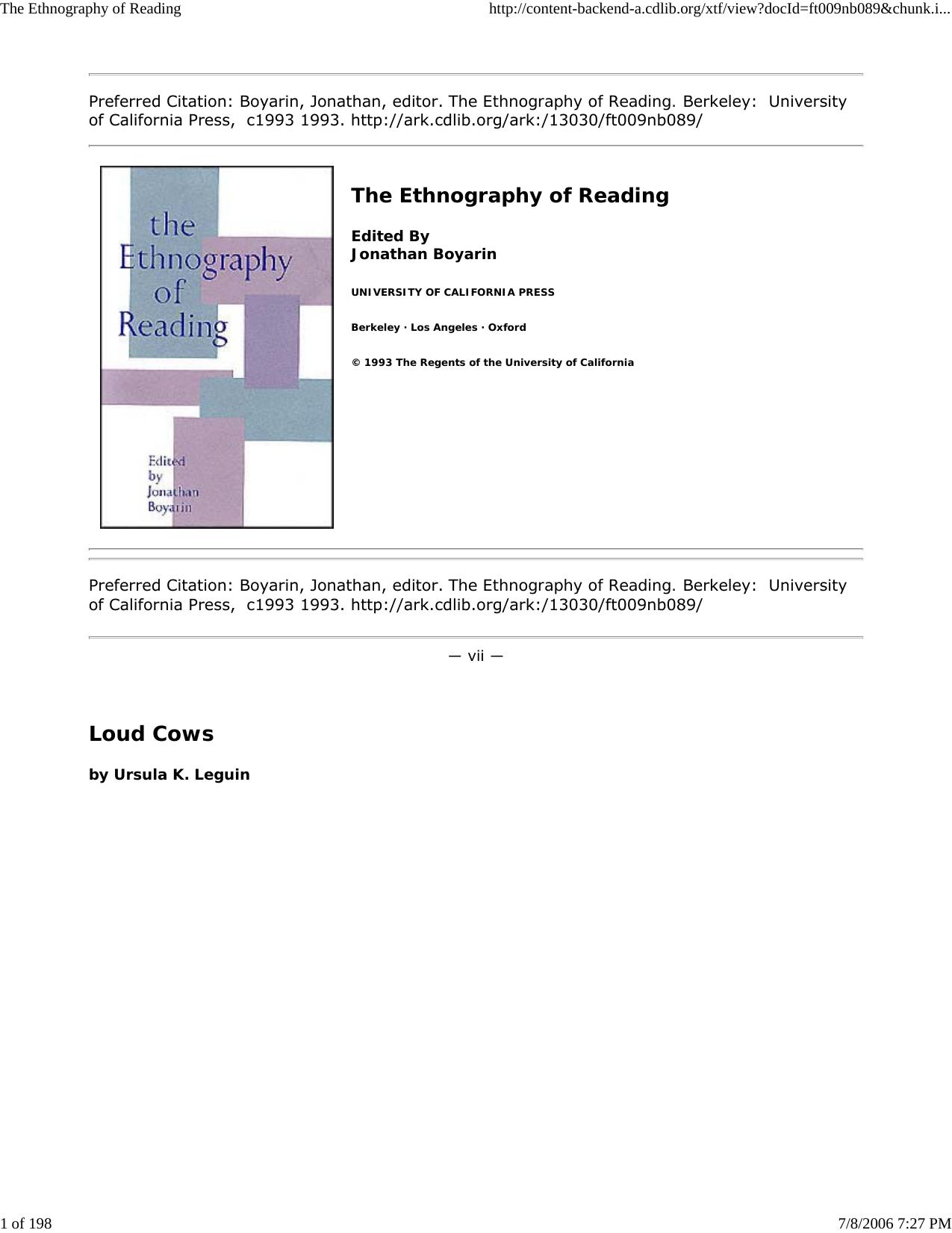 The Ethnography of Reading by Master Clark