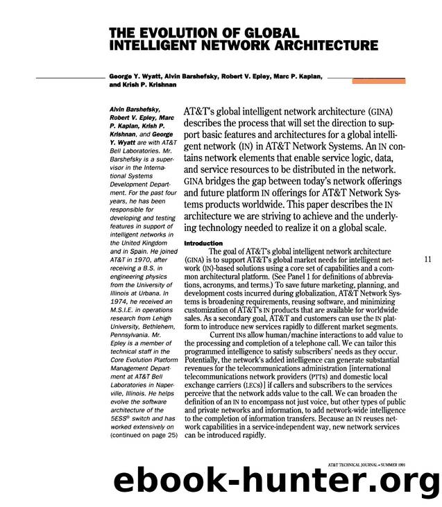 The Evolution of Global Intelligent Network Architecture by Unknown