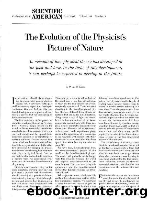 The Evolution of the Physicist's Picture of Nature by P. A. M. Dirac