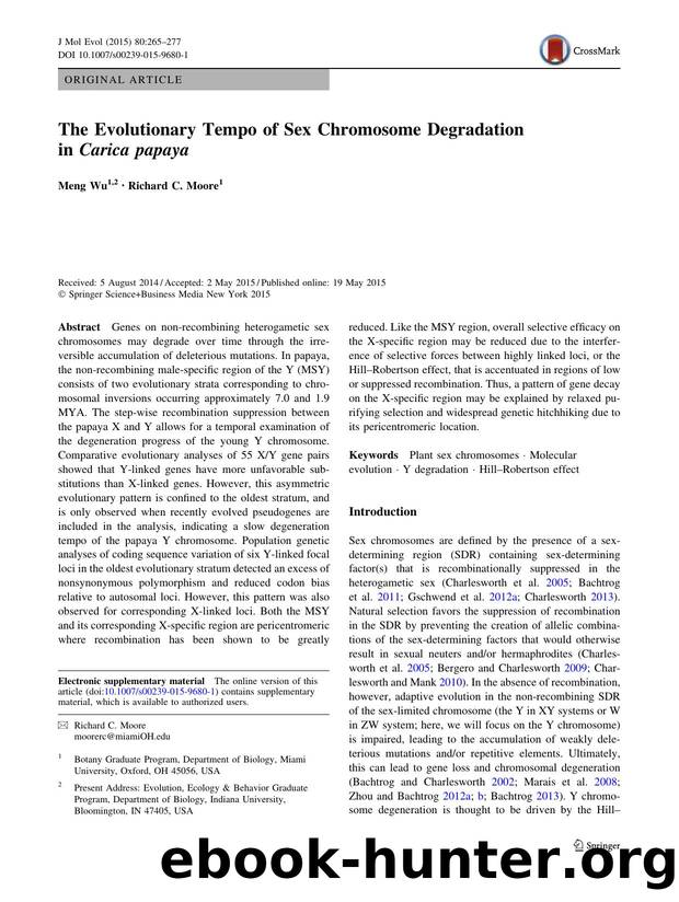 The Evolutionary Tempo of Sex Chromosome Degradation in Carica papaya by Meng Wu & Richard C. Moore