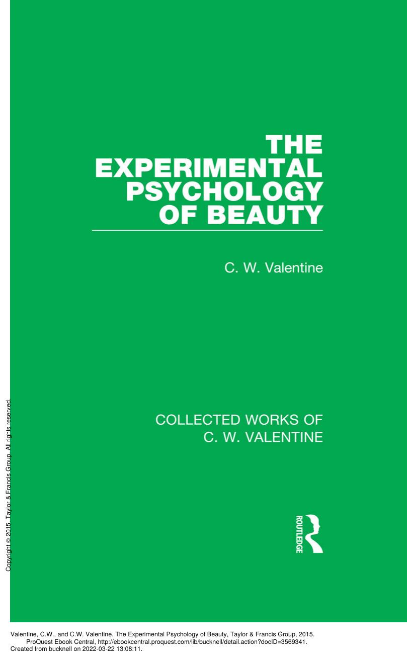 The Experimental Psychology of Beauty by C. W. Valentine