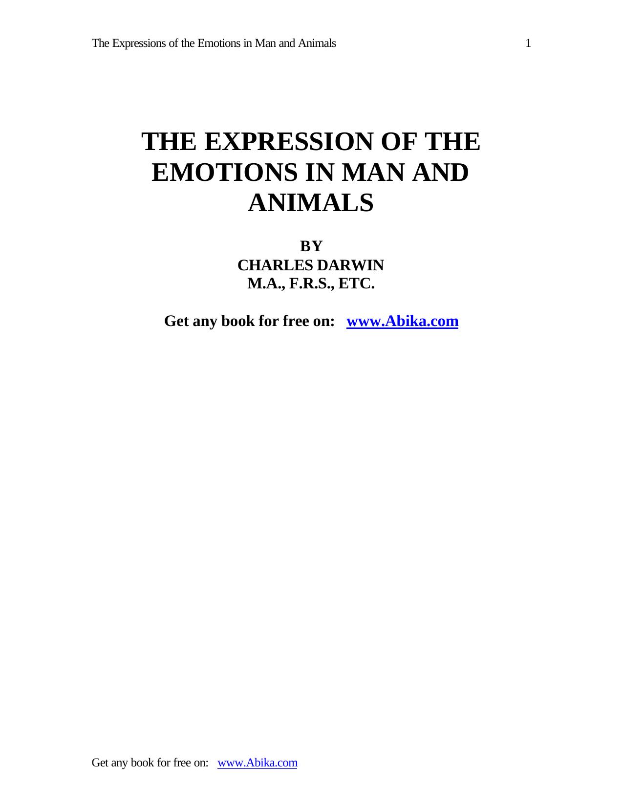 The Expression of the Emotions in Man and Animals by Charles Darwin