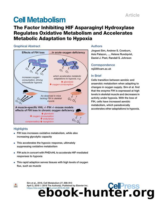 The Factor Inhibiting HIF Asparaginyl Hydroxylase Regulates Oxidative Metabolism and Accelerates Metabolic Adaptation to Hypoxia by unknow