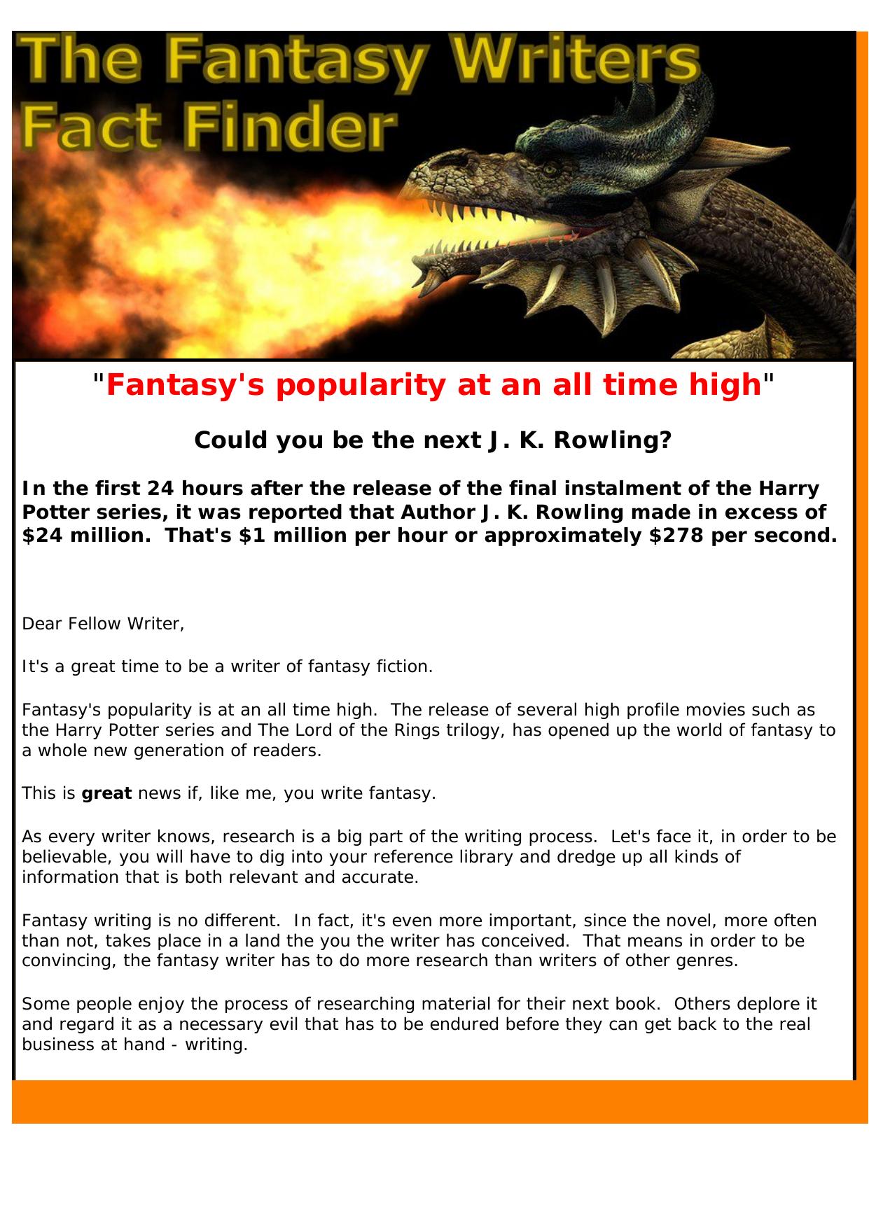 The Fantasy Writers Fact Finder. by Best of Kuszter's Collection