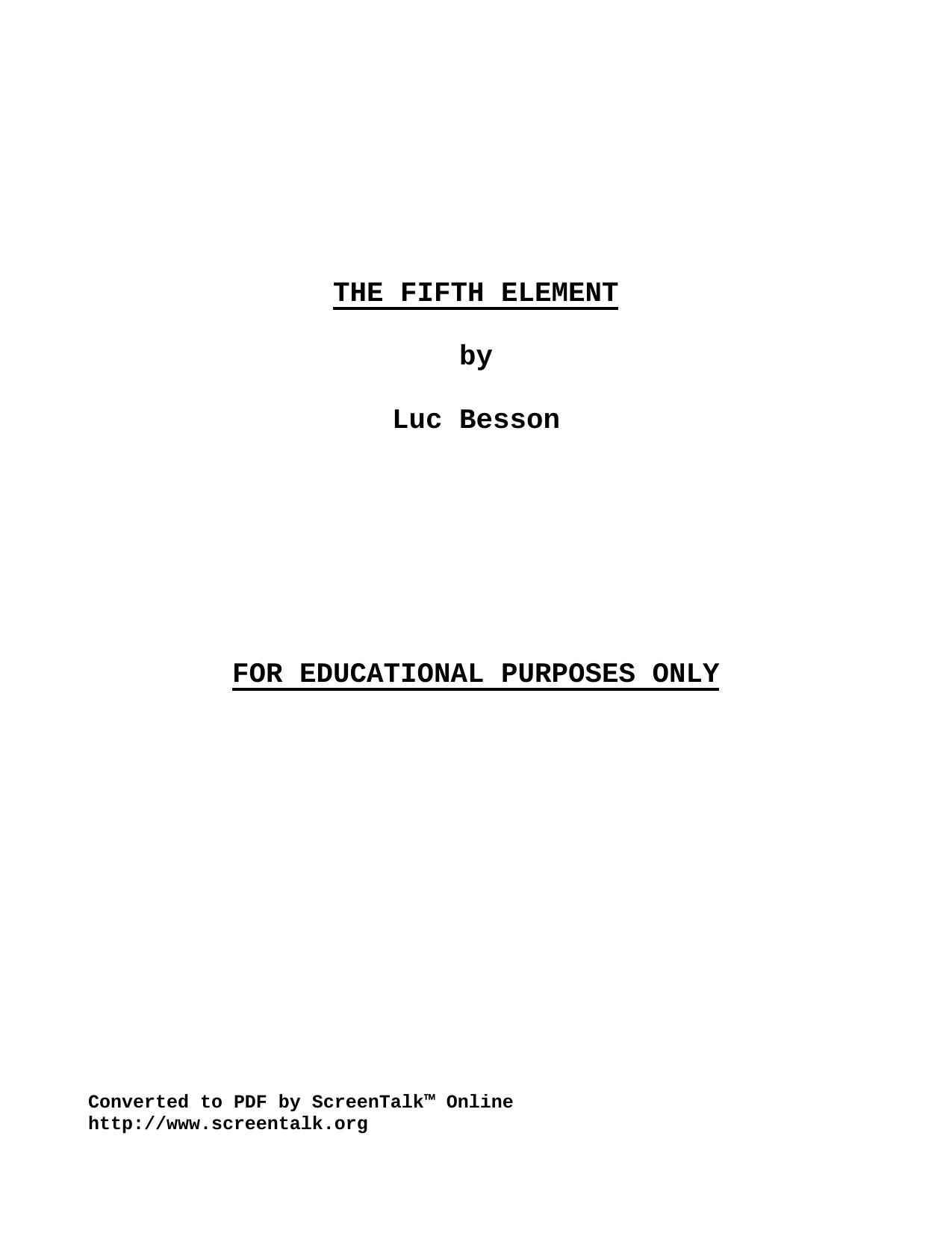 The Fifth Element by Converted to PDF by ScreenTalk