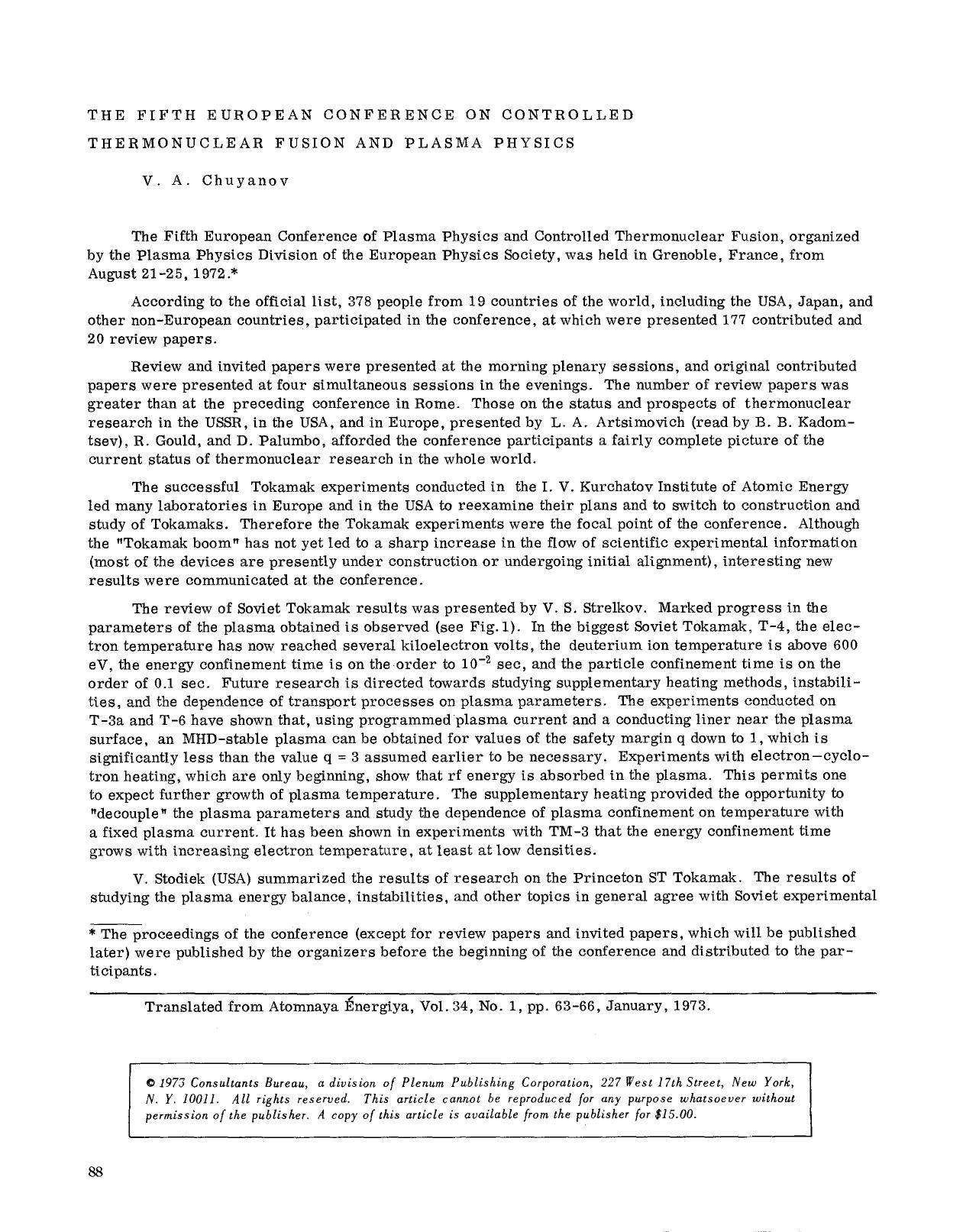 The Fifth European Conference on Controlled Thermonuclear Fusion and Plasma Physics by Unknown