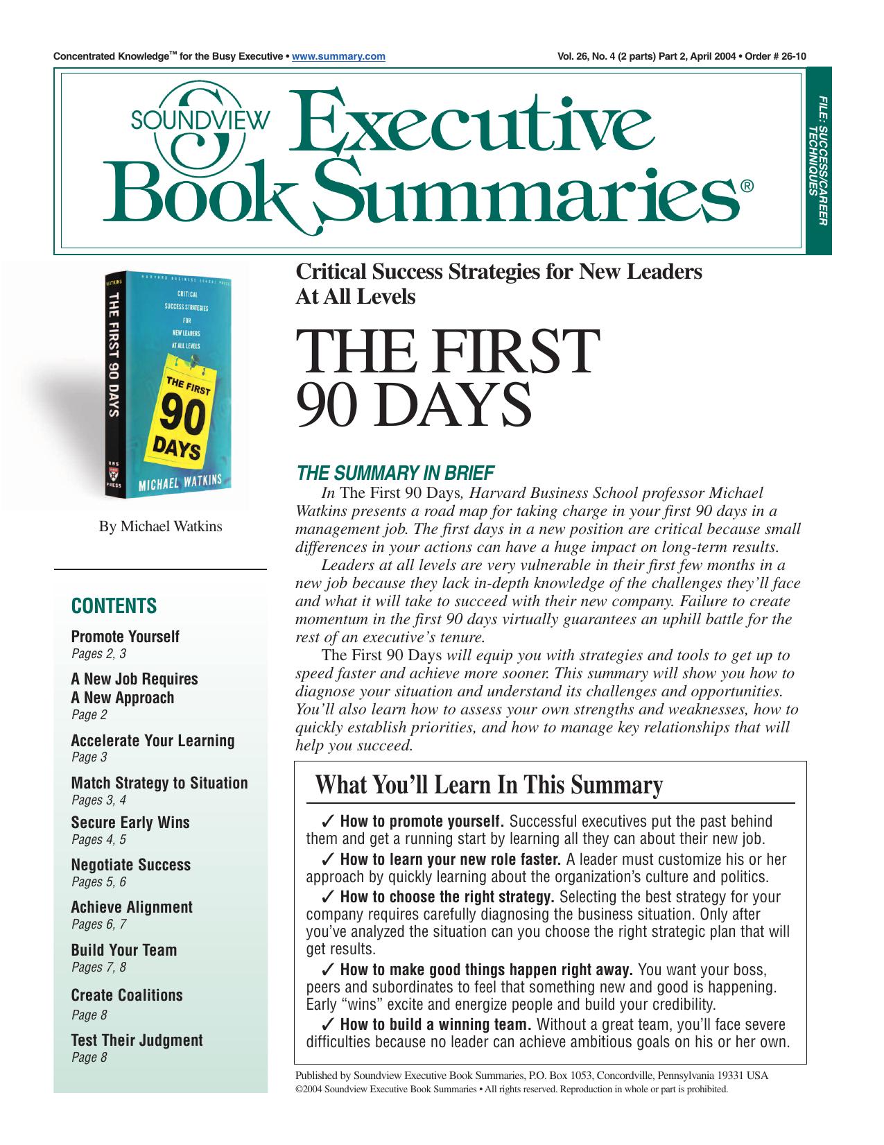 The First 90 Days by Michael Watkins