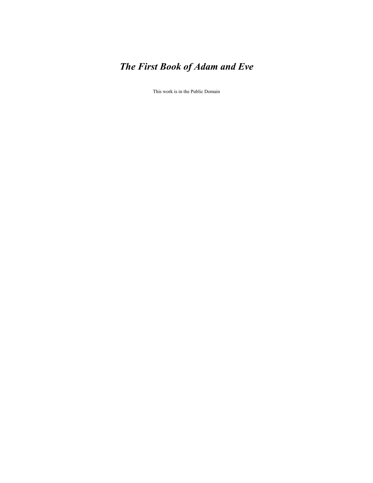 The First Book Of Adam And Eve by Unknown