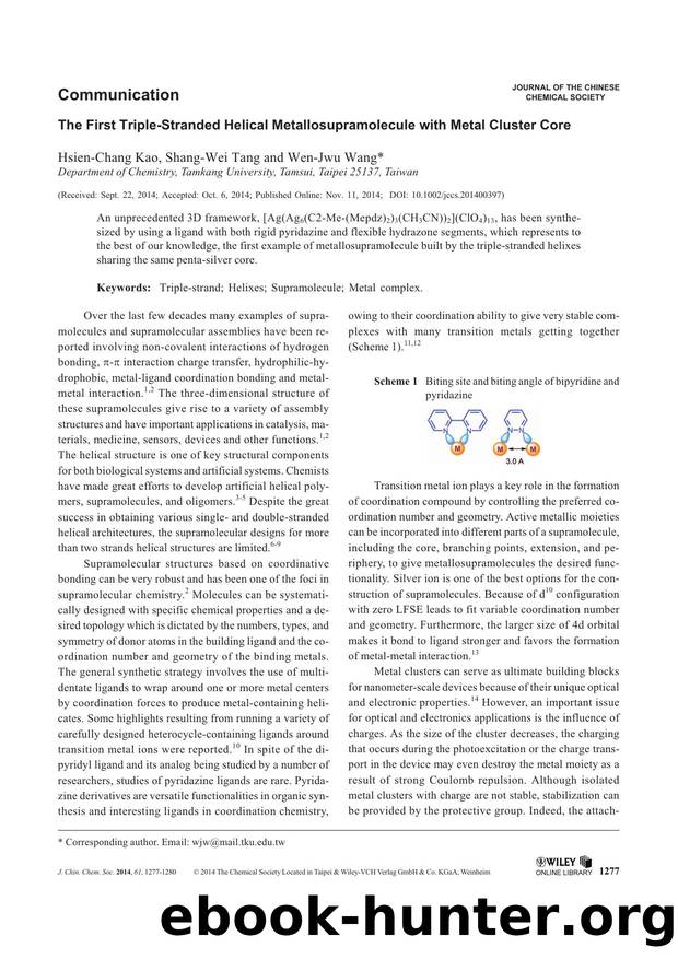 The First TripleStranded Helical Metallosupramolecule with Metal Cluster Core by Unknown