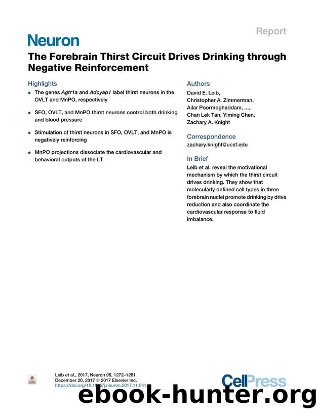 The Forebrain Thirst Circuit Drives Drinking through Negative Reinforcement by unknow