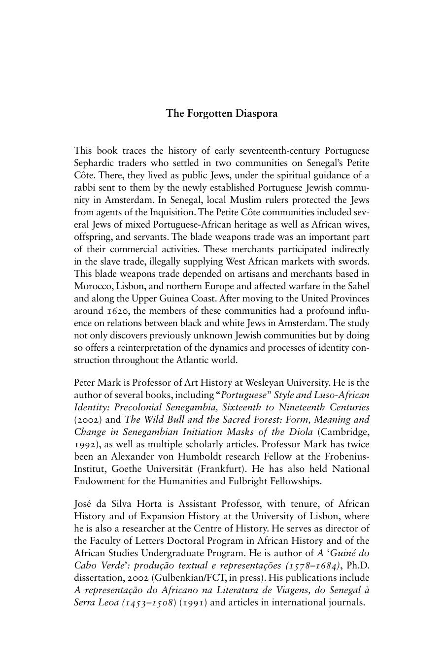 The Forgotten Diaspora: Jewish Communities in West Africa and the Making of the Atlantic World by Peter Mark José da Silva Horta