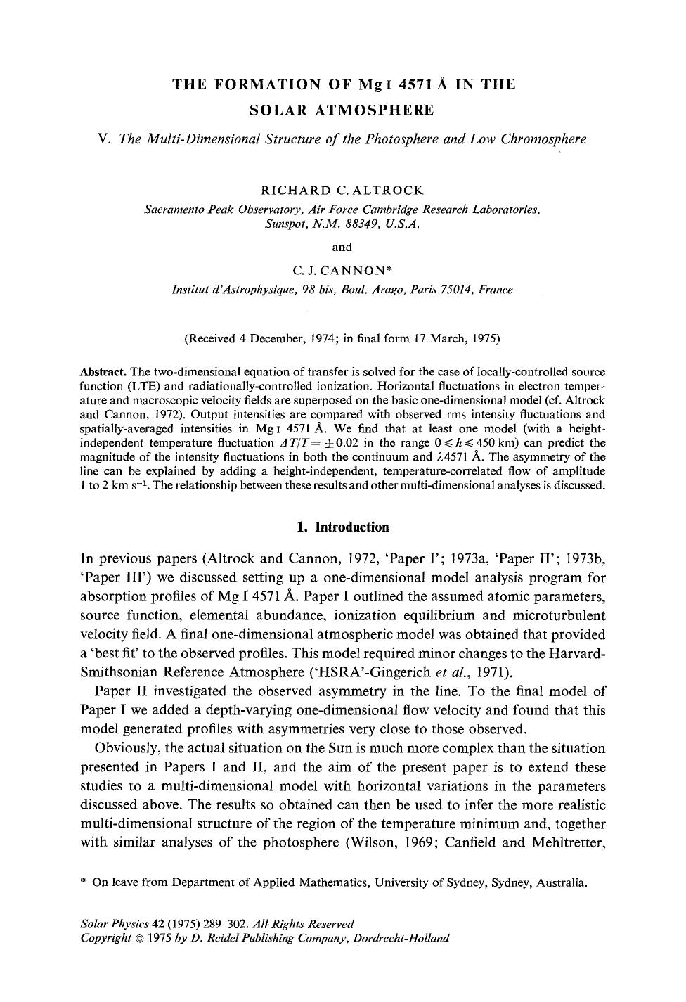 The Formation of MgI 4571 &#x00C5; in the solar atmosphere by Unknown