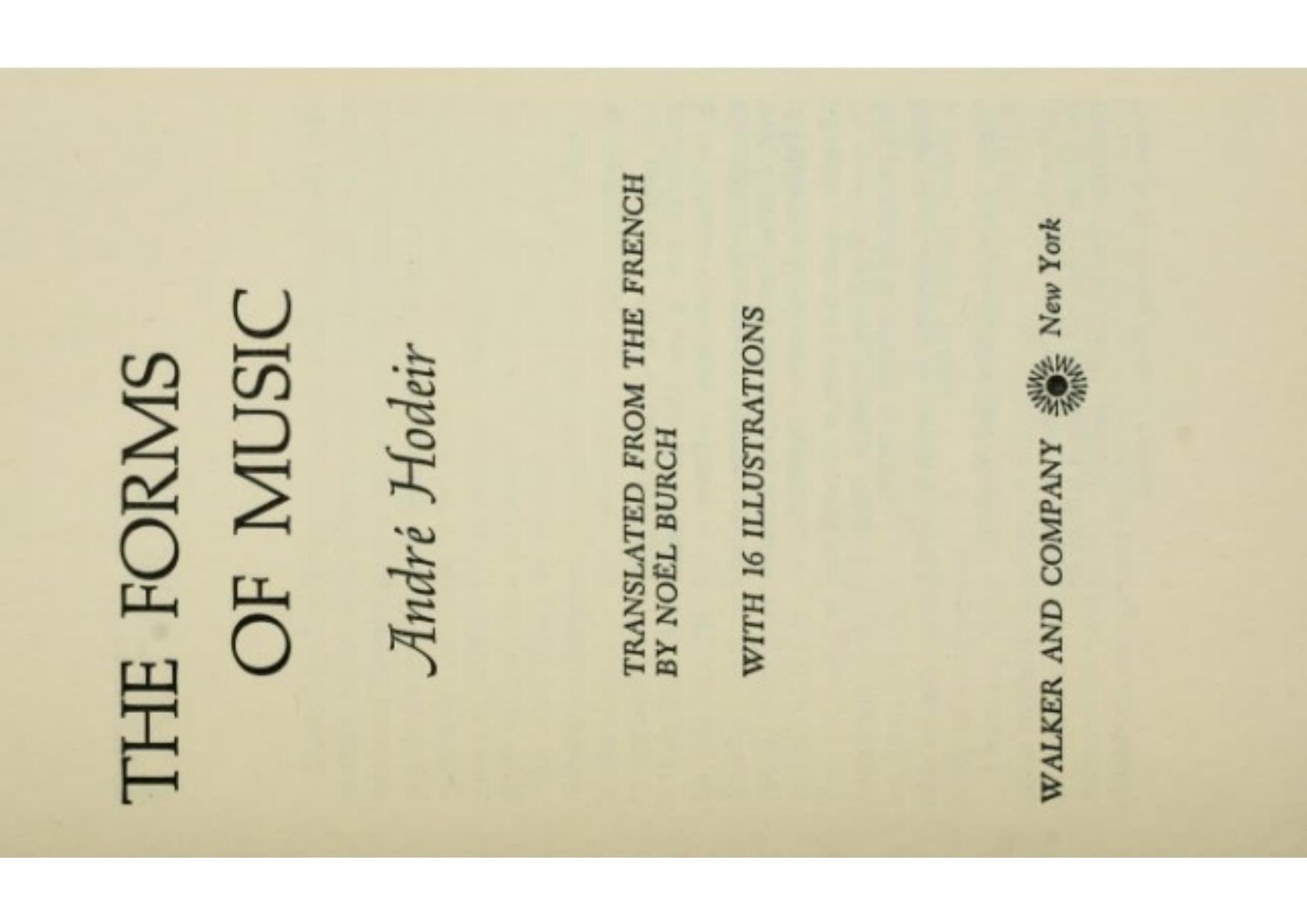 The Forms of Music by Andre Hodeir