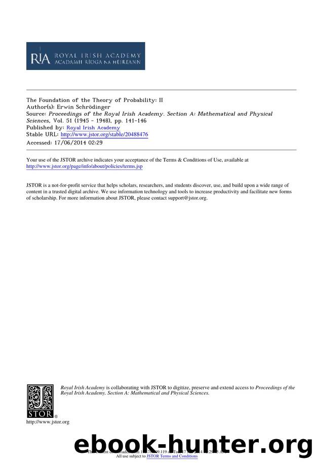 The Foundation of the Theory of Probability: II by The Foundation of the Theory of Probability II (1947)