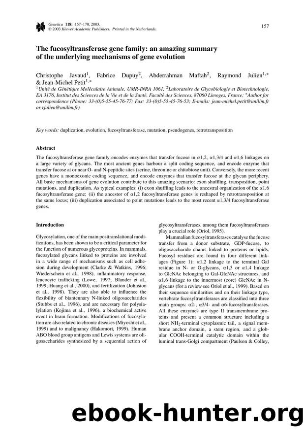 The Fucosyltransferase Gene Family: An Amazing Summary of the Underlying Mechanisms of Gene Evolution by Unknown