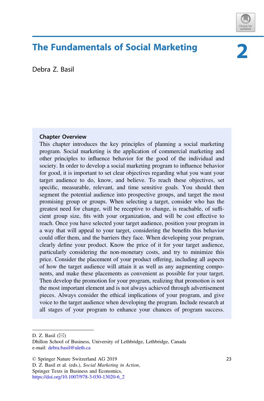 The Fundamentals of Social Marketing by Debra Z. Basil
