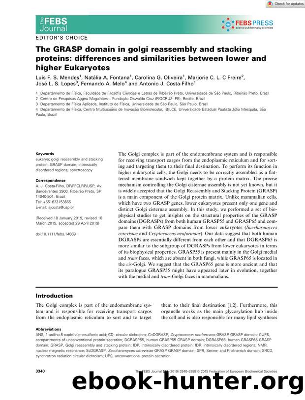 The GRASP domain in golgi reassembly and stacking proteins: differences and similarities between lower and higher Eukaryotes by Unknown
