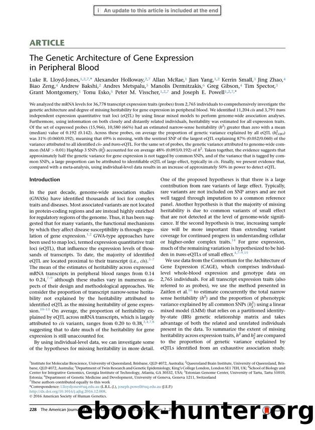The Genetic Architecture of Gene Expression in Peripheral Blood by unknow