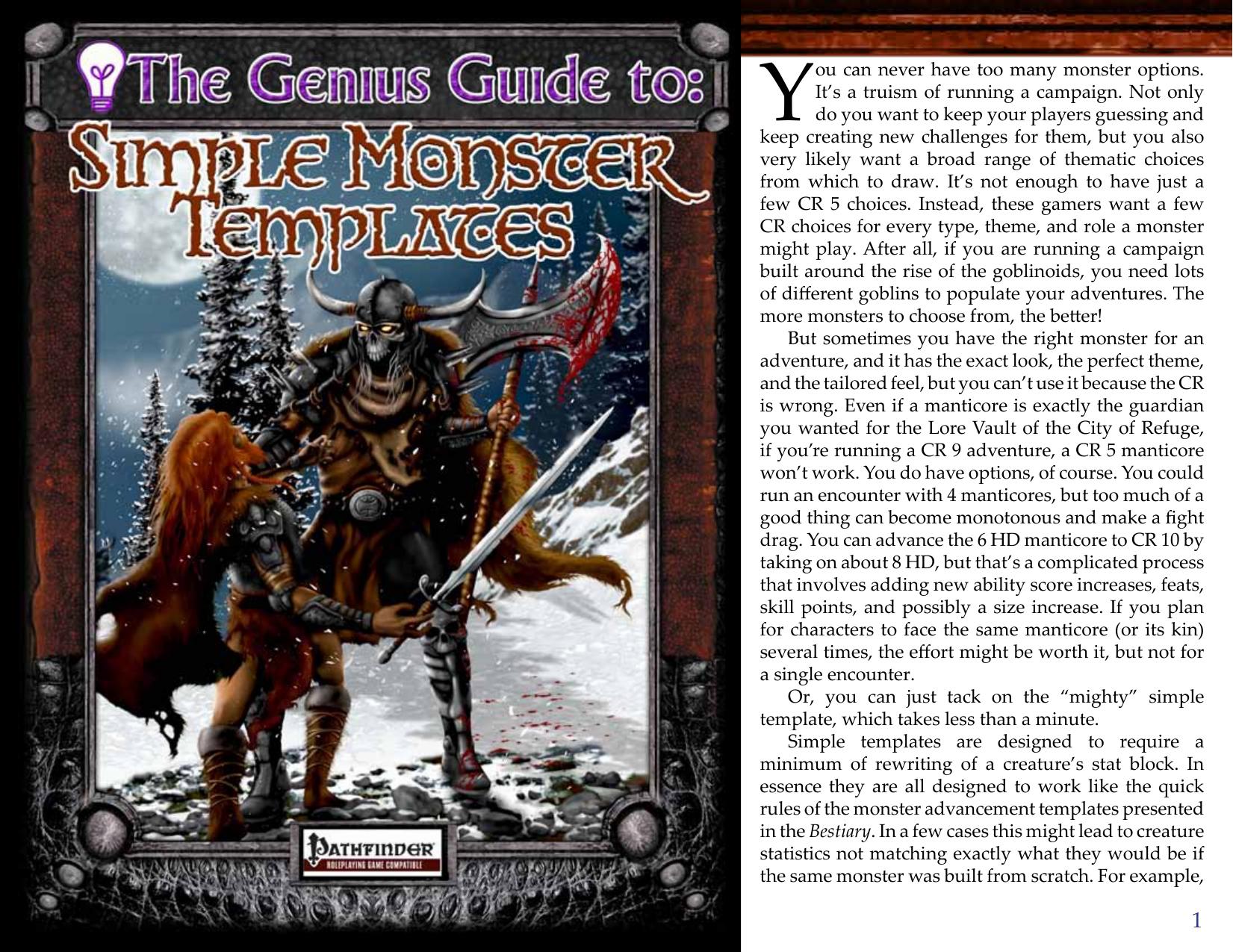 The Genius Guide to Simple Monster Templates by Unknown
