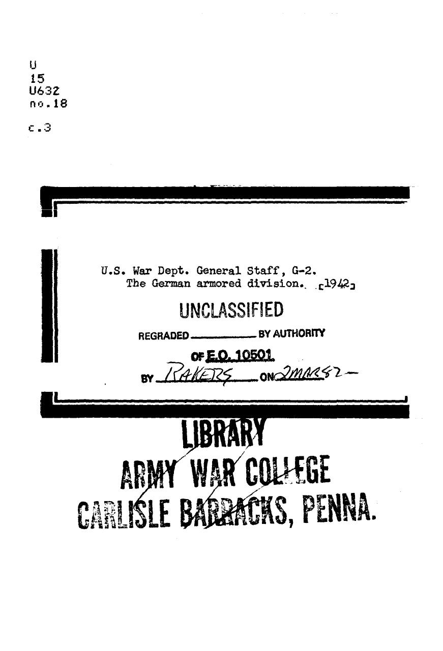 The German armored division by United States. War Dept. Military Intelligence Service