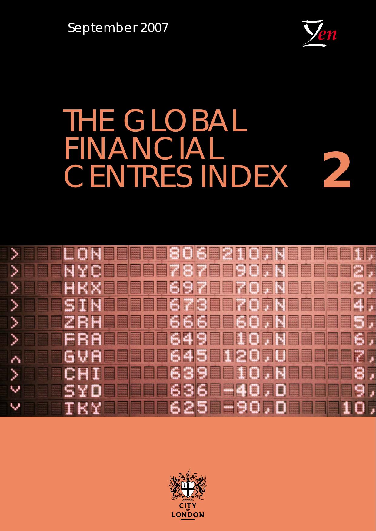 The Global Financial Centres Index 2 by Z/Yen Ltd