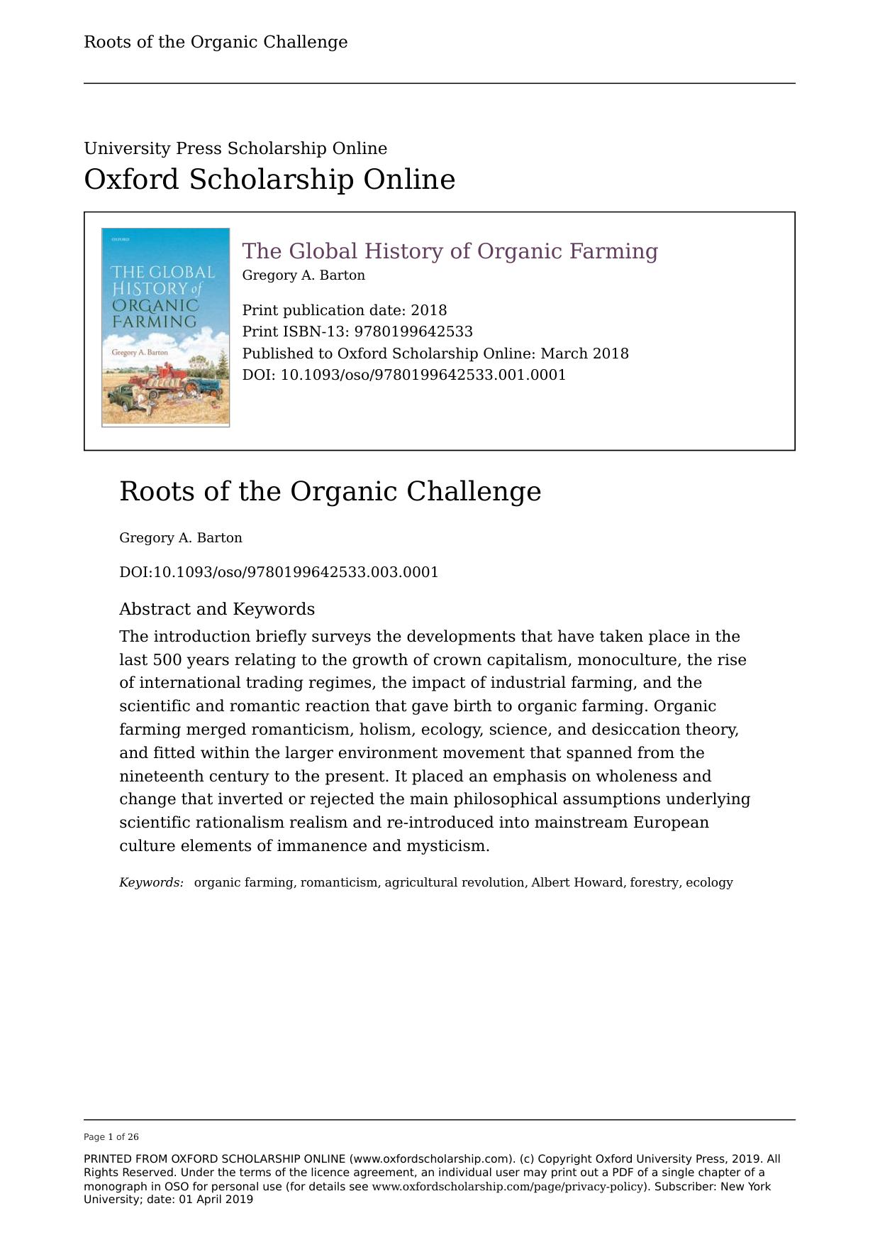 The Global History of Organic Farming by Unknow
