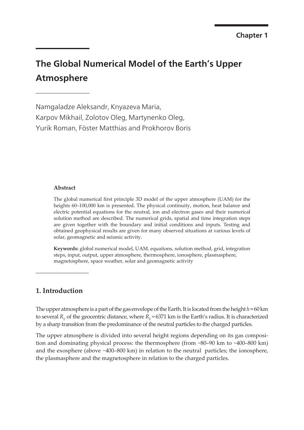 The Global Numerical Model of the Earth’s Upper Atmosphere by unknow