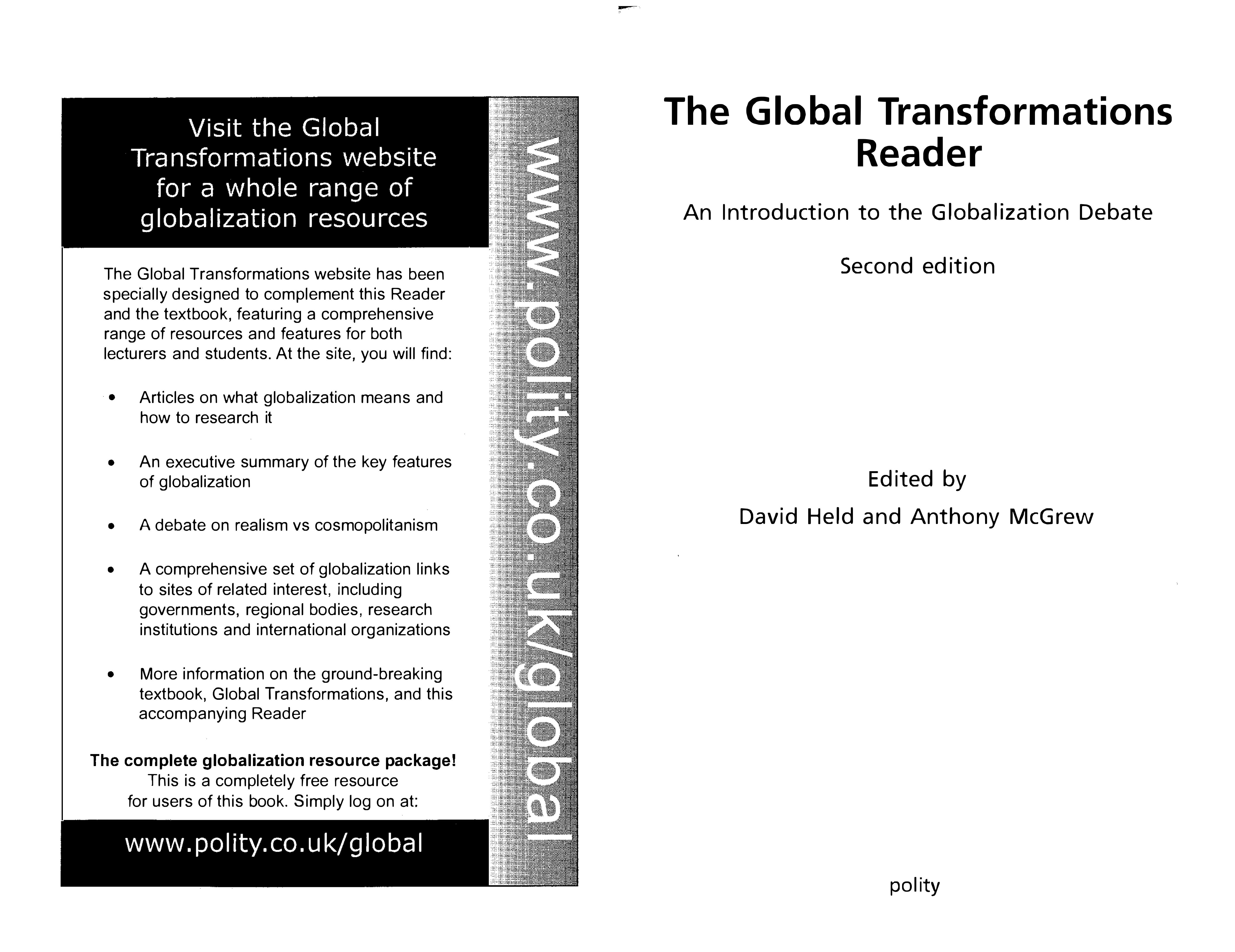 The Global Transformations Reader: An Introduction to the Globalization Debate by David Held Anthony McGrew